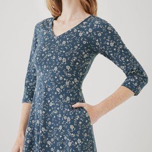 pact (p a c t) organic cotton dress, Fit & Flare Midi Dress, Floral French Navy